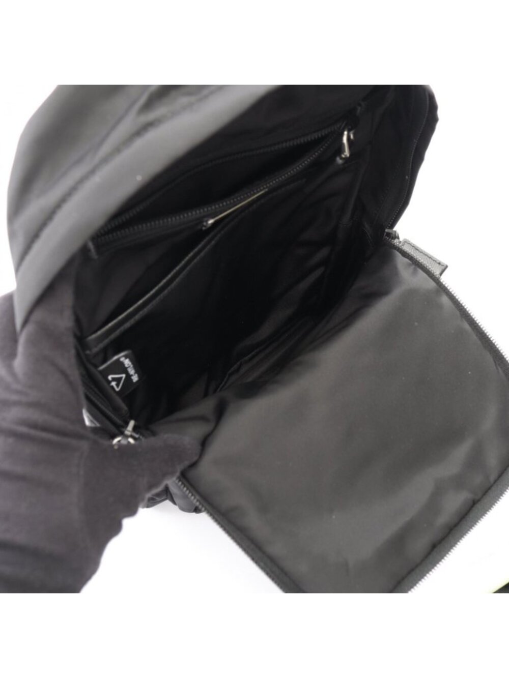 Prada Waist Bag Re-Nylon Black Nylon Saffiano Leather Triangle Logo - Picture 3 of 6